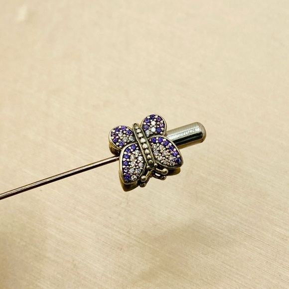 EUC Pandora 791257ACZ Sterling Silver Sparkling Butterfly Animal Charm w/ CZs - Picture 6 of 10